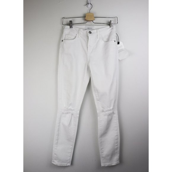 NWT Current Elliott High Waist Stiletto Jeans Distressed 2 Year Destroy White 24 - Picture 4 of 9